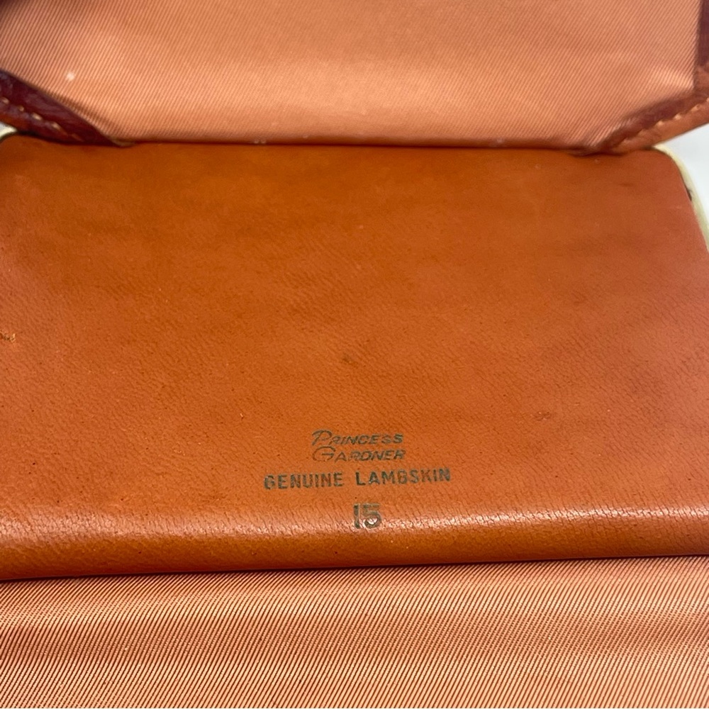 Prince Gardner Wallet Tan Brown Genuine Lambskin Leather Kiss Lock Coin Vintage - Picture 8 of 14